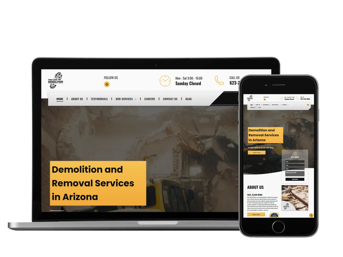 First Step Demolition — website by Kickass