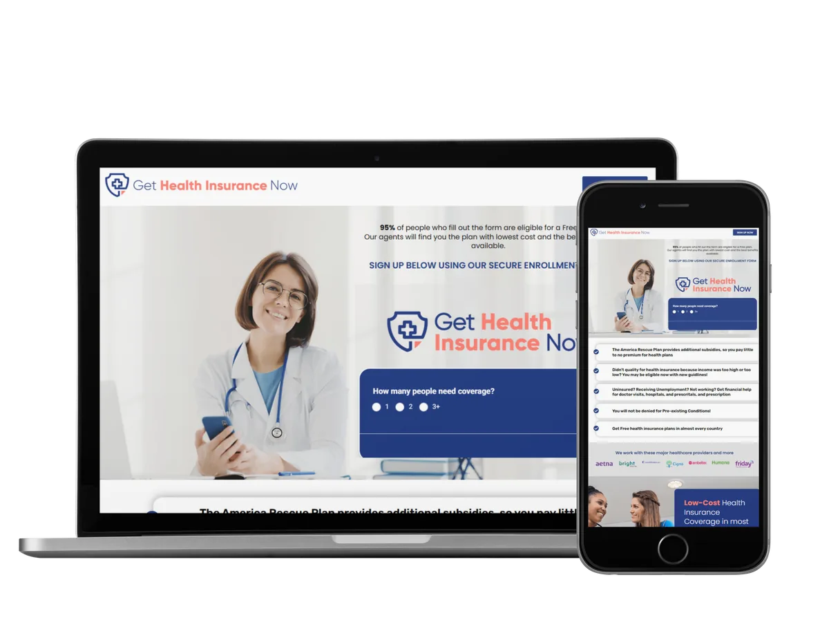 Get Health Insurance Now — website by Kickass